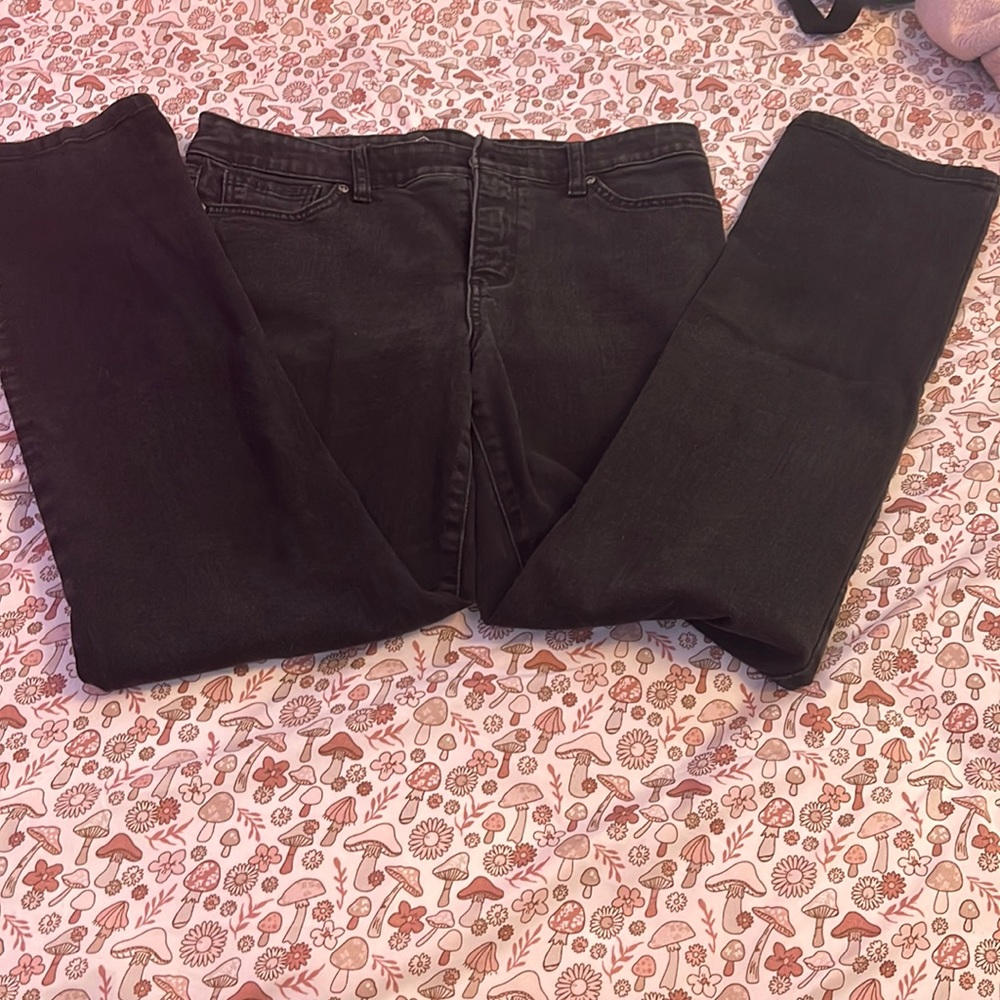 black straight leg jeans